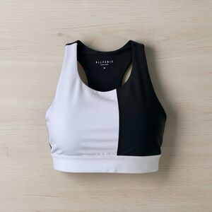 AllFenix Black & White Colorblock Racerback Sports Bra